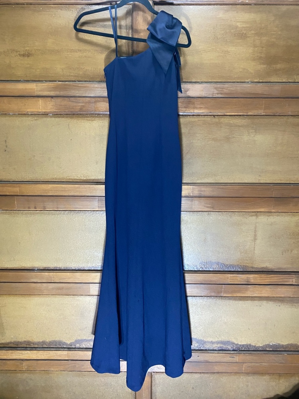 Eliza J Blue one shoulder dress with bow size 0P - Picture 3 of 10